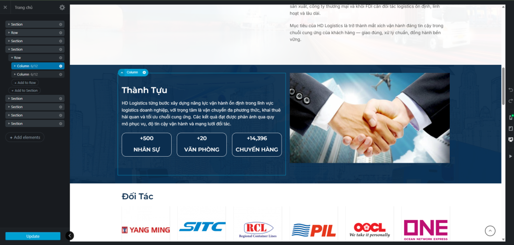 Thao tác với Section, Row, Column trong UX Builder